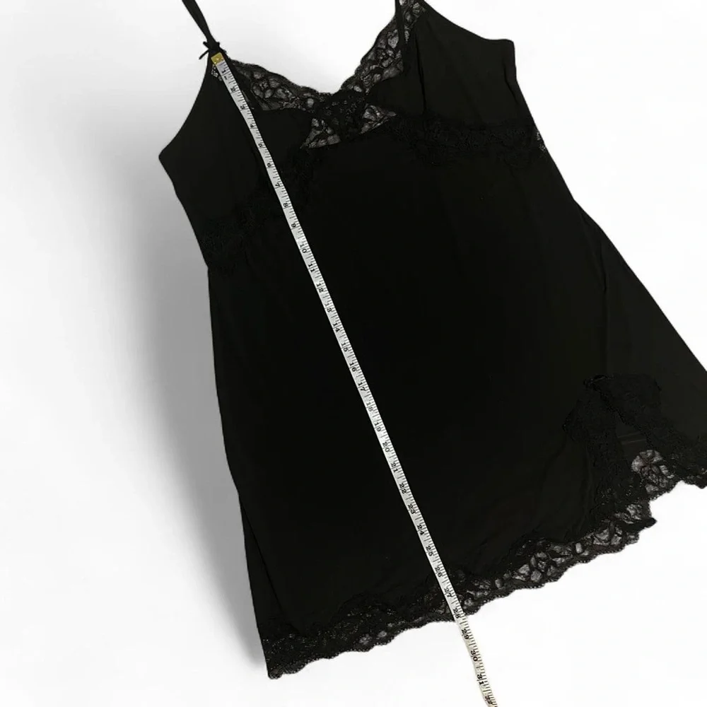 Victoria’s Secret Lace Trim Satin Slit Mini Slip Dress Lingerie VS Size Large - Picture 3 of 8